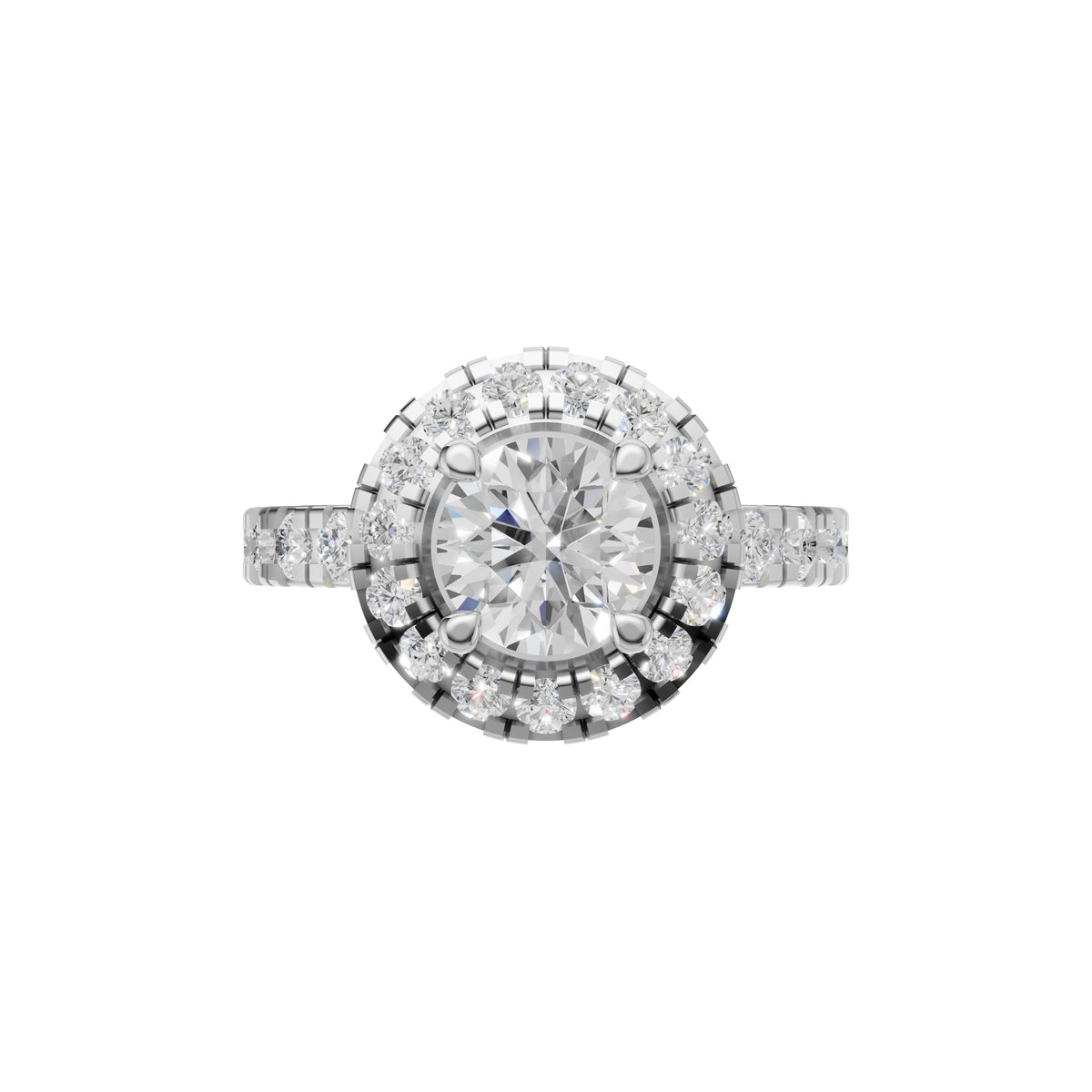 Silver Halo Solitaire Statement Ring