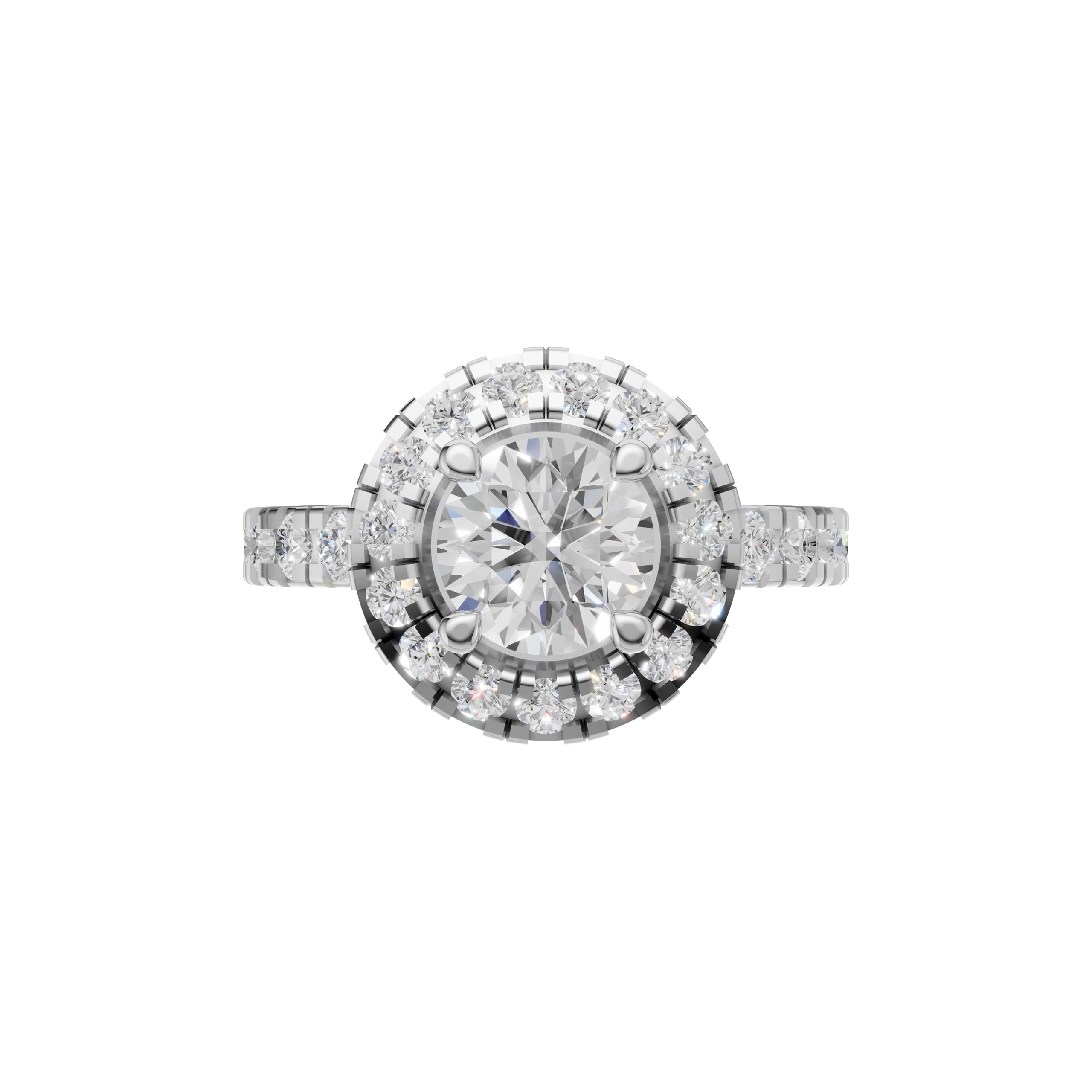 Silver Halo Solitaire Statement Ring