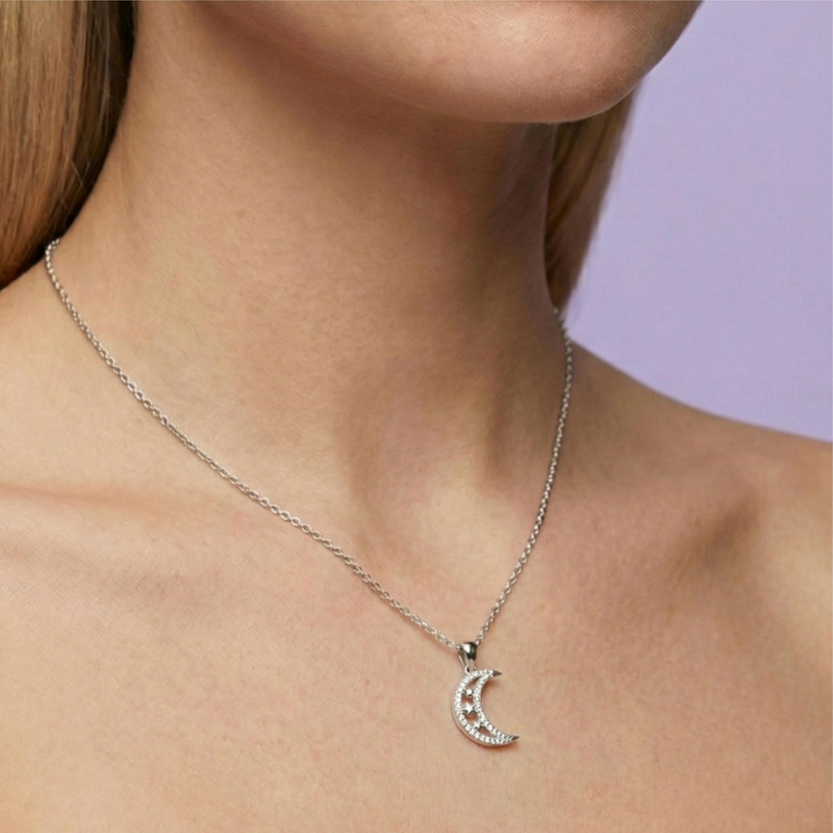 Silver Midnight Star Moon Pendant