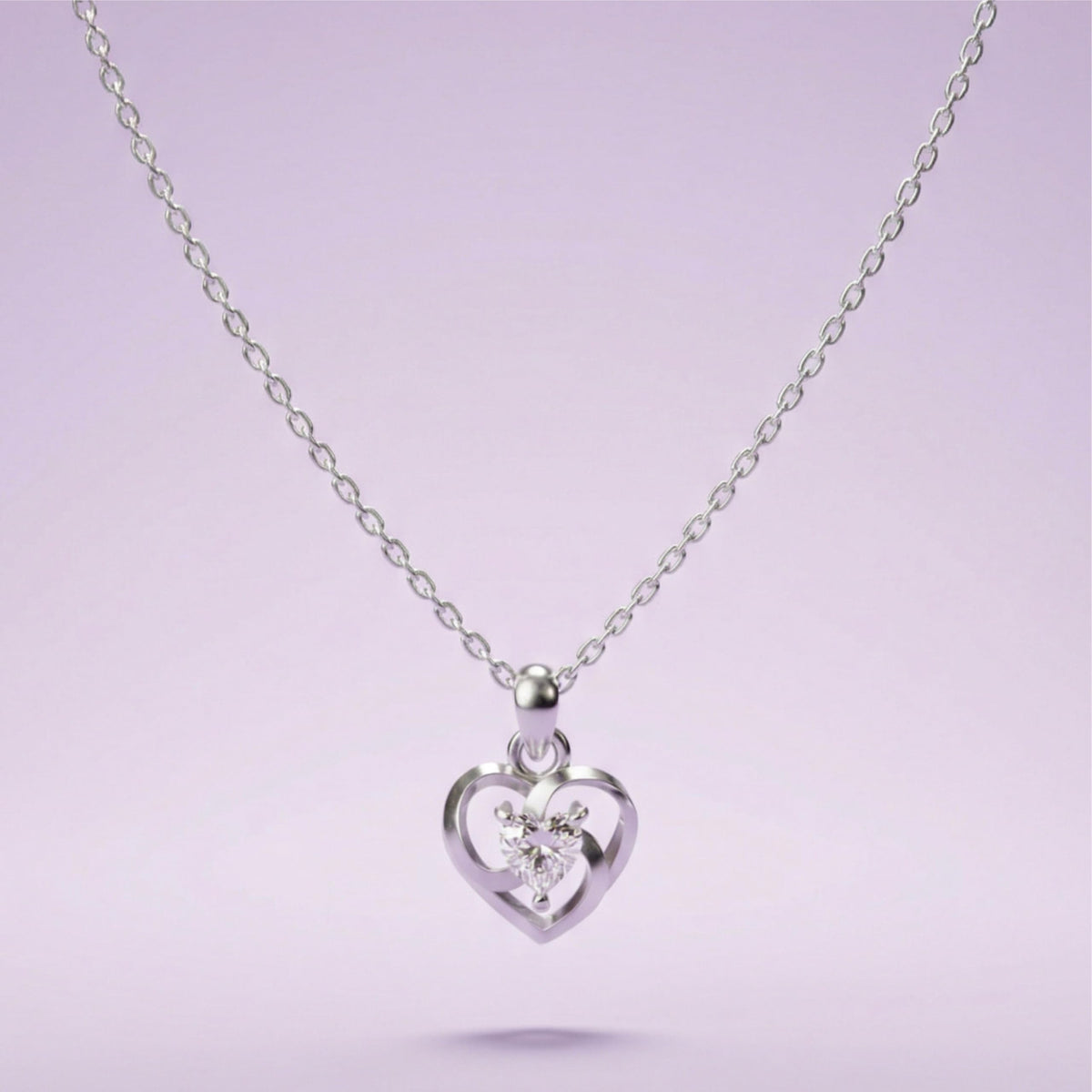Silver Twin Heart Spark Pendant