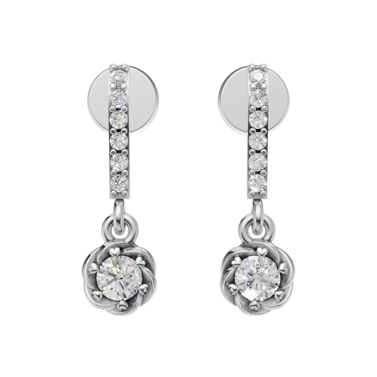Silver Crystal Drop Bar Earrings