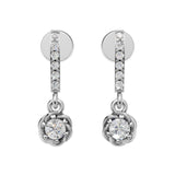 Silver Crystal Drop Bar Earrings