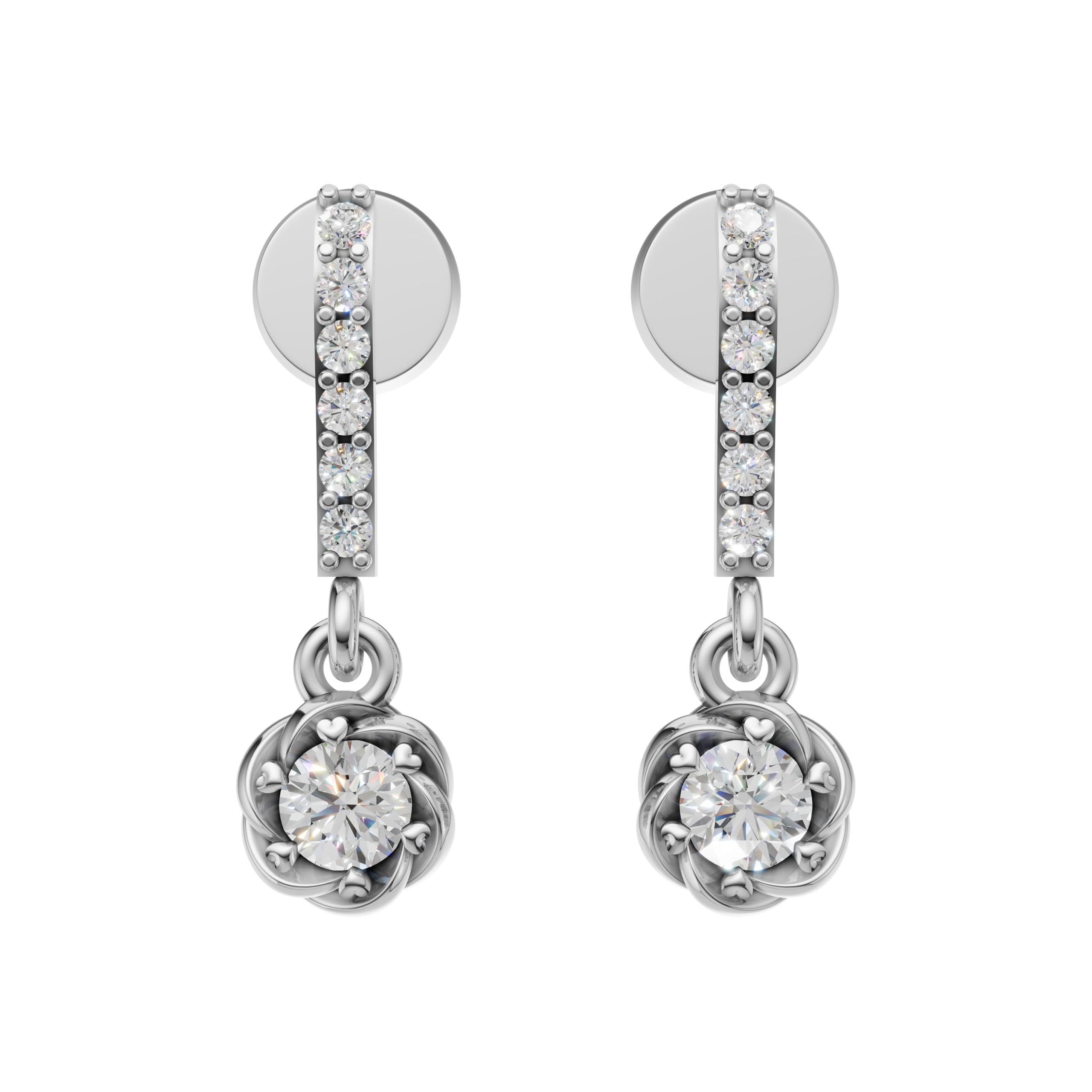 Silver Crystal Drop Bar Earrings