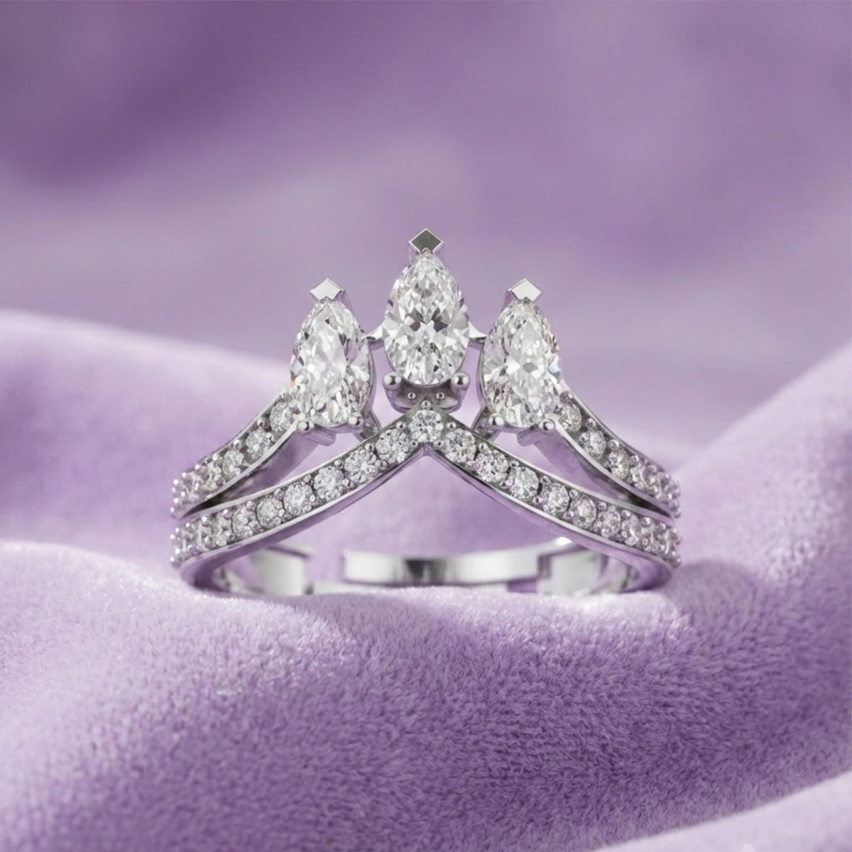 Silver Marquise Trio Stone Ring