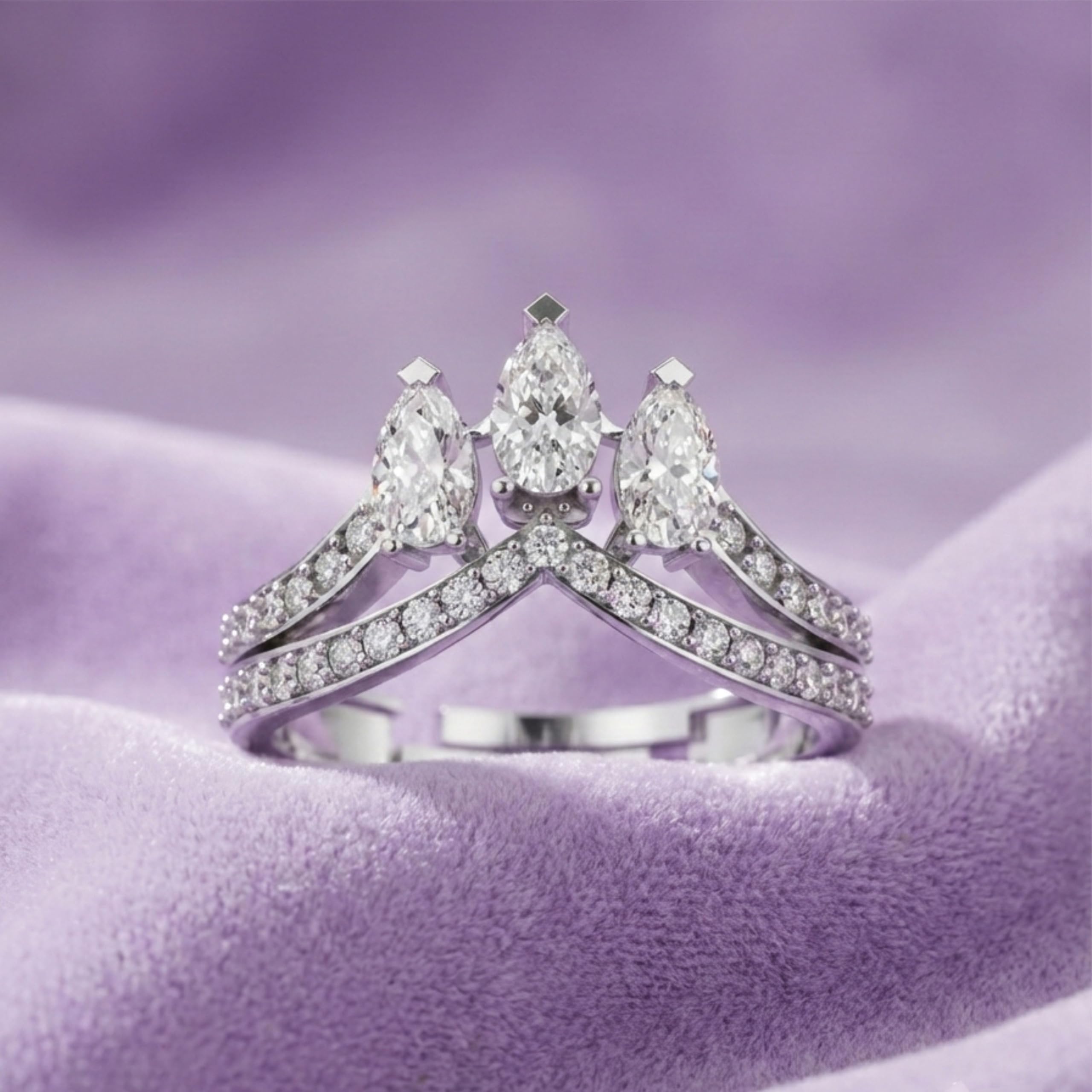 Silver Marquise Trio Stone Ring