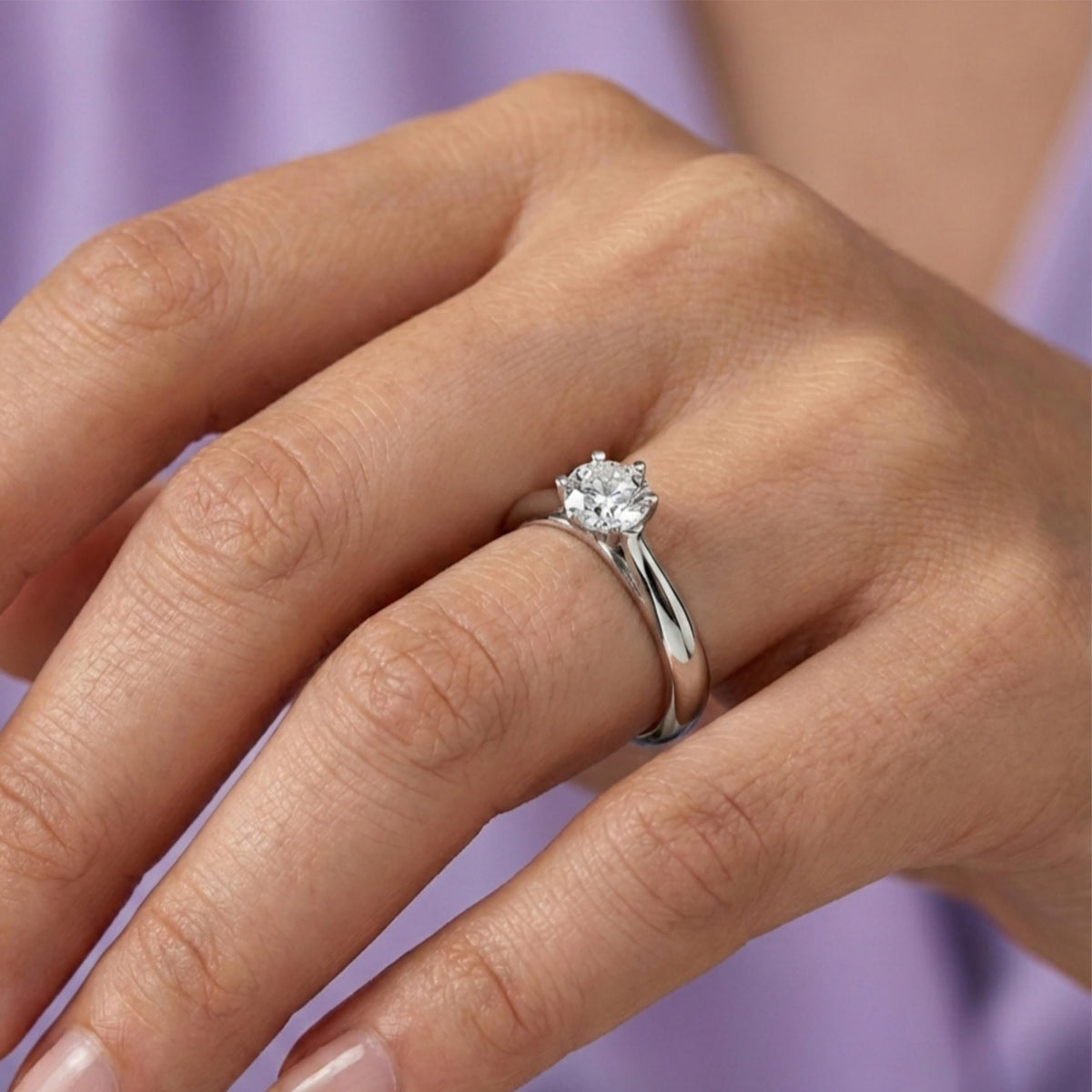 Silver Round Solitaire Ring