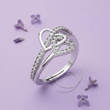 Silver Abstract Loop Solitaire Ring