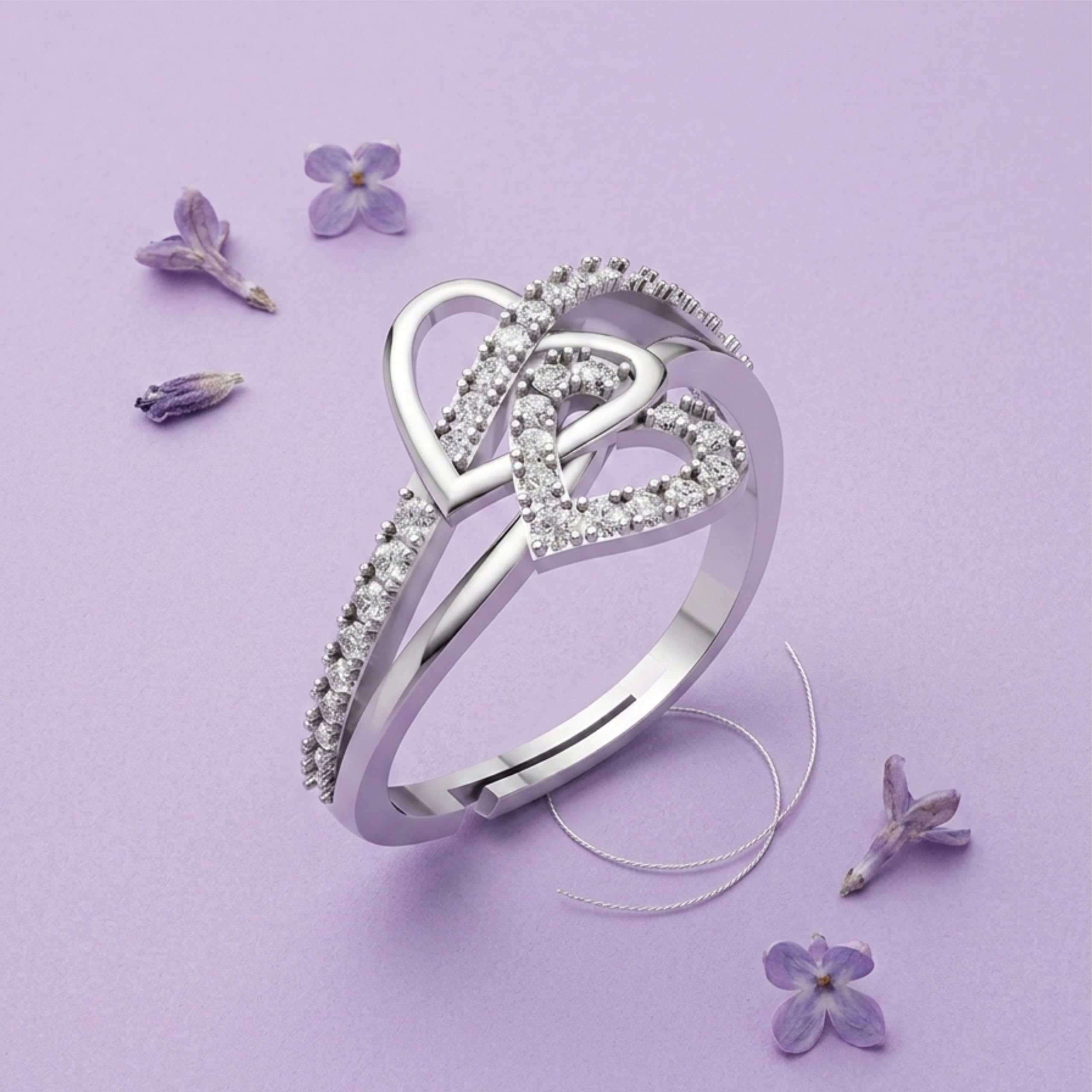 Silver Abstract Loop Solitaire Ring