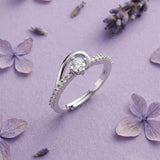 Silver Swirl Solitaire Ring