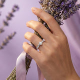 Silver Pavé Accent Solitaire Ring