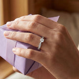 Silver Pavé Accent Solitaire Ring