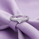 Silver Heart-Cut Solitaire Ring