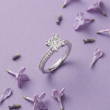 Silver Halo Cluster Solitaire Ring