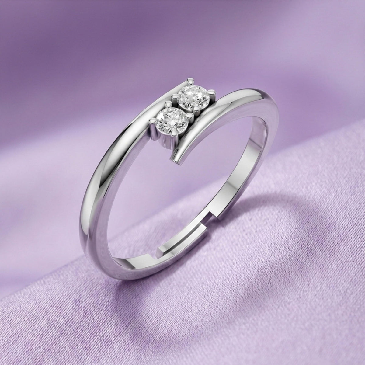 Silver Open Wrap Solitaire Ring