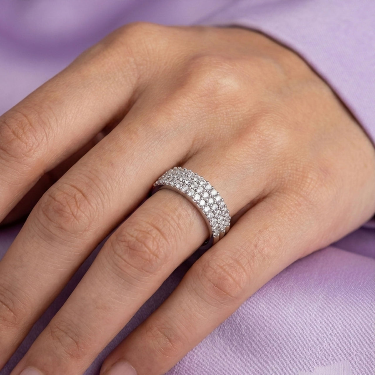 Silver Full Eternity Pavé Band Ring