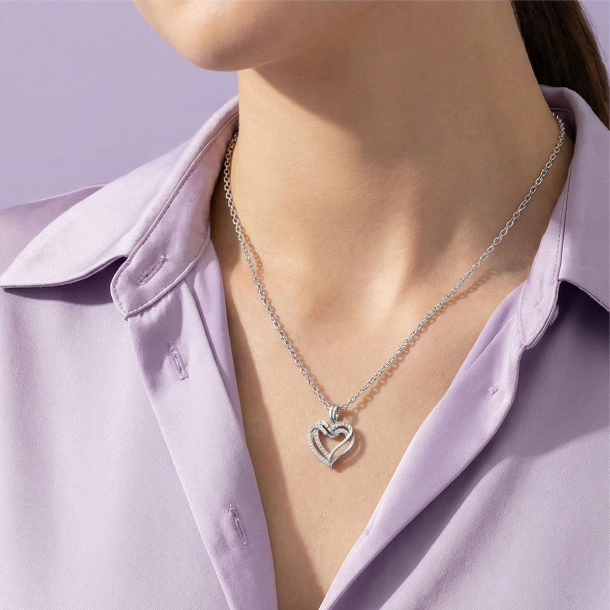 Silver Heart Drop Pendant