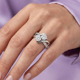Silver Cushion Halo Solitaire Ring