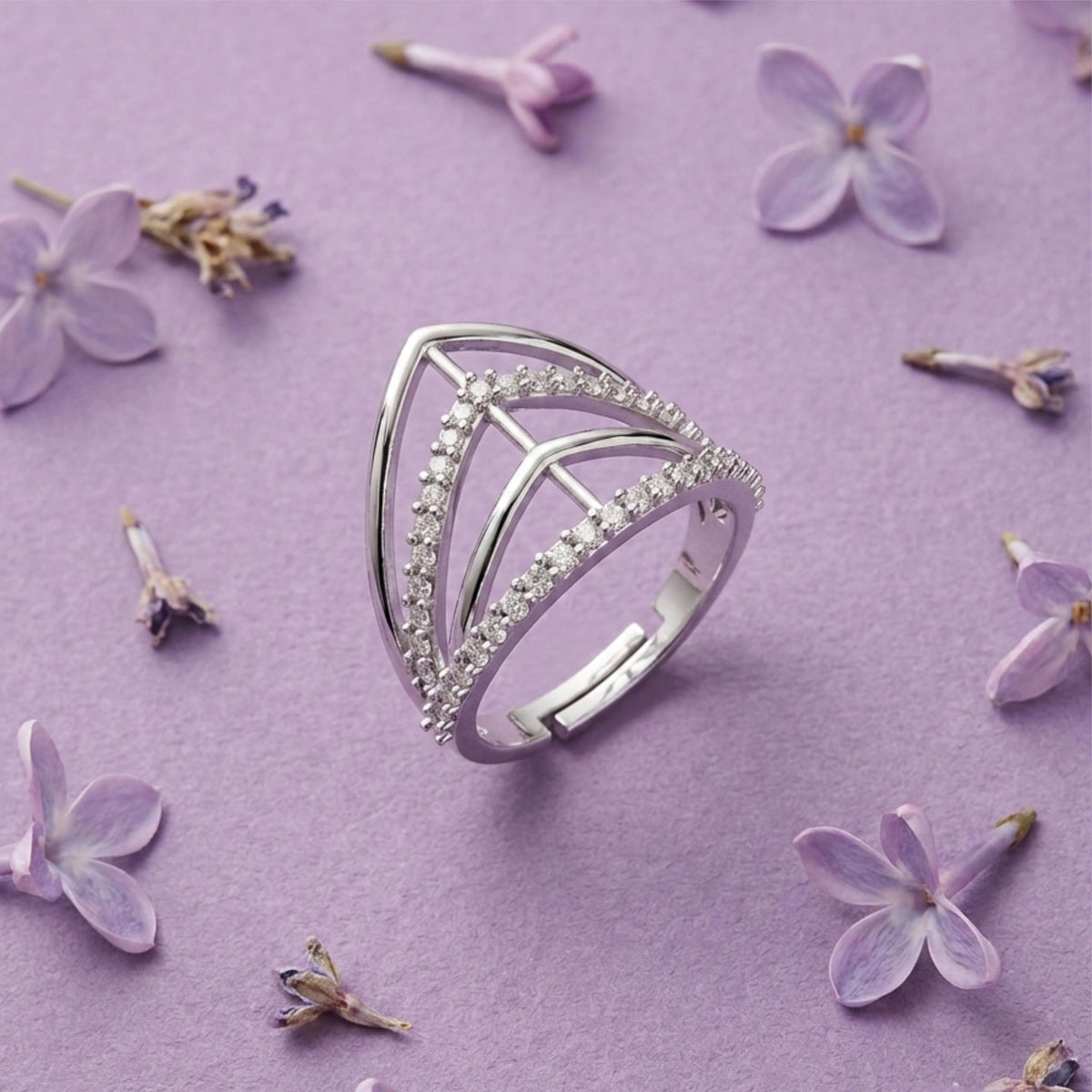 Silver Crown Style Solitaire Ring