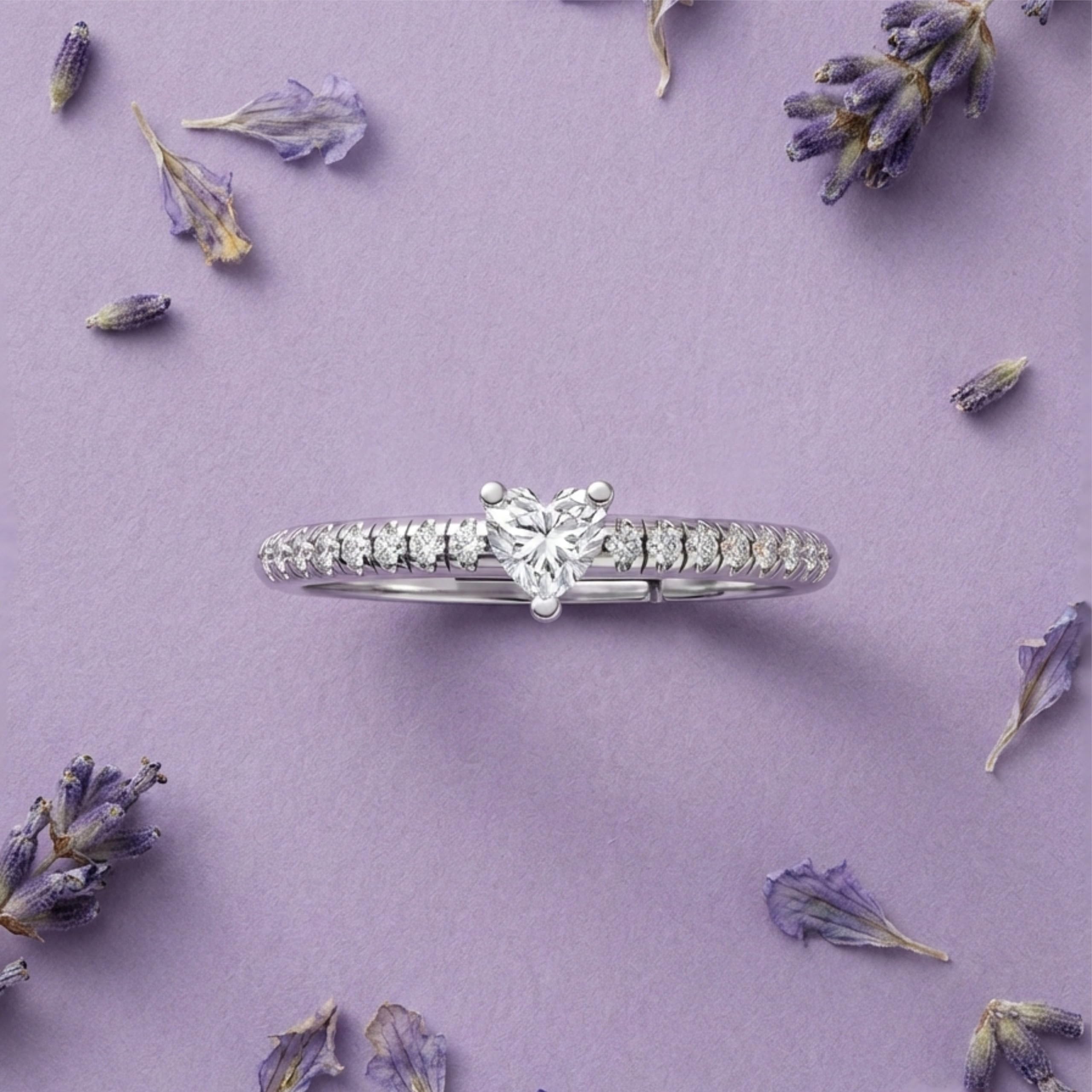 Silver Heart-Cut Solitaire Ring