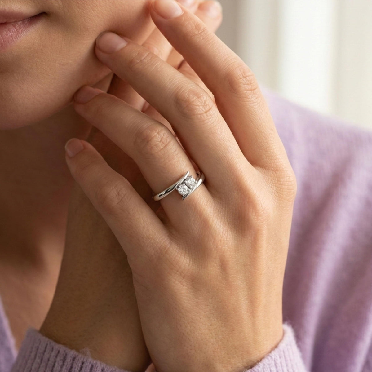Silver Open Wrap Solitaire Ring