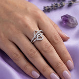 Silver Abstract Loop Solitaire Ring