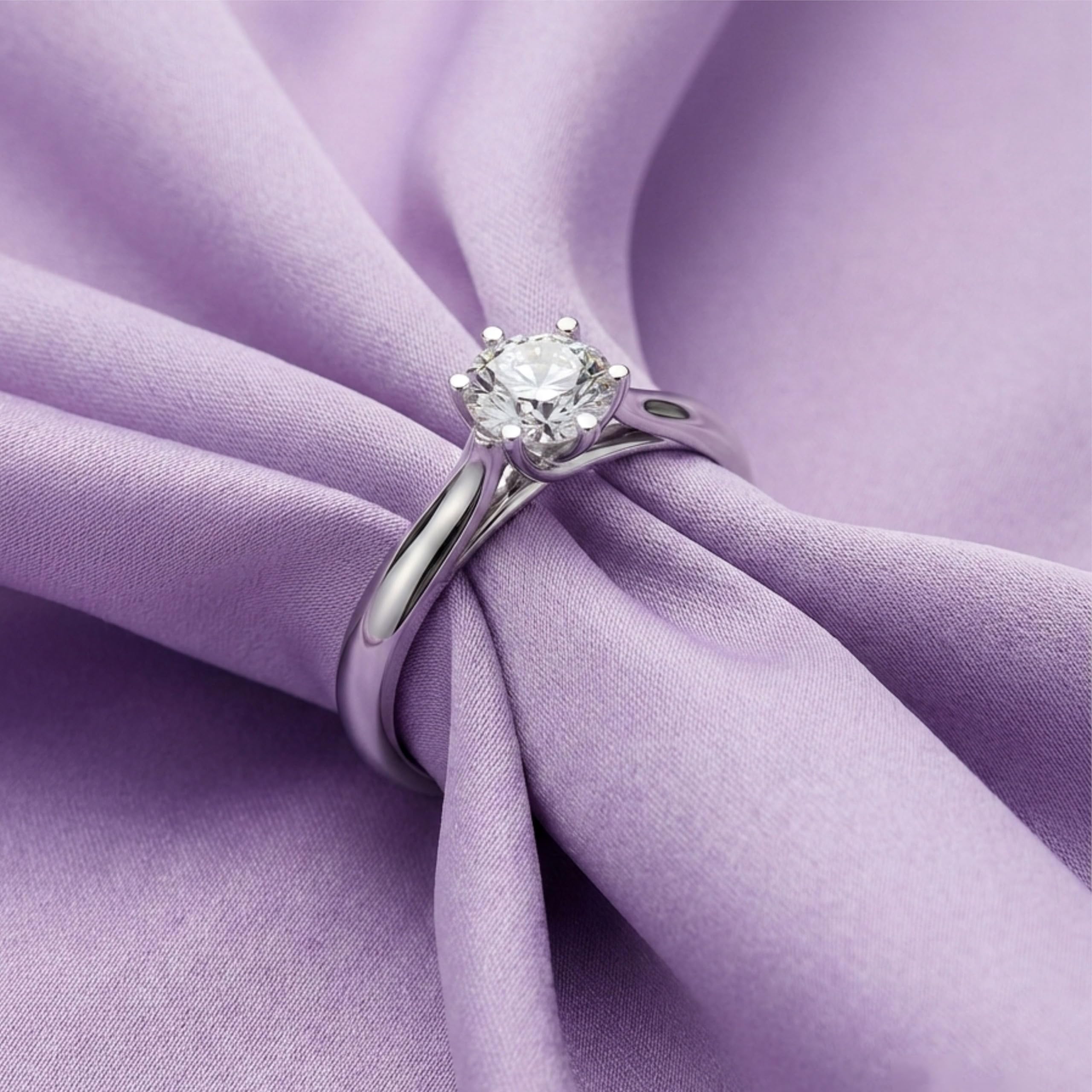 Silver Round Solitaire Ring