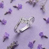 Silver Floral Open Ring