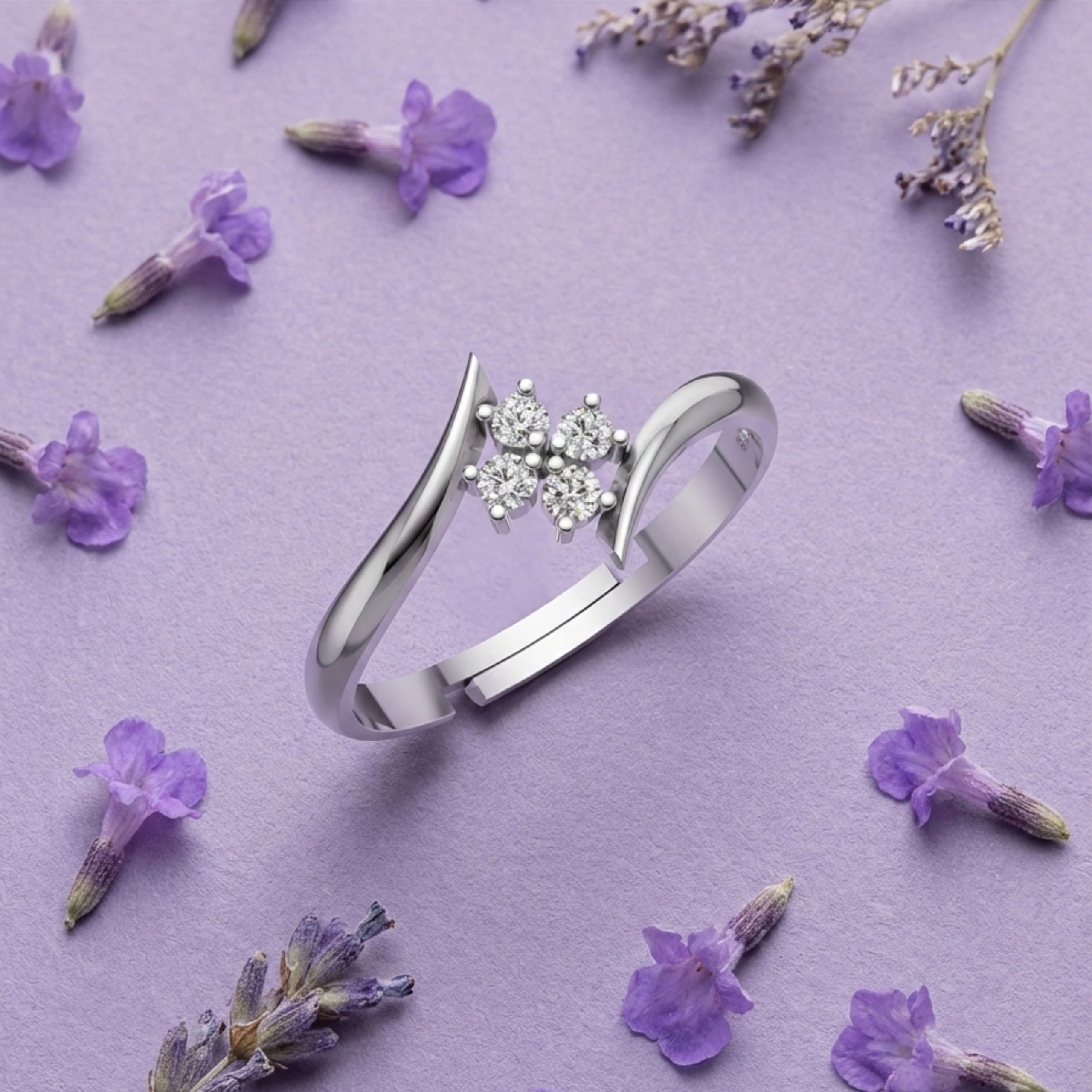 Silver Floral Open Ring