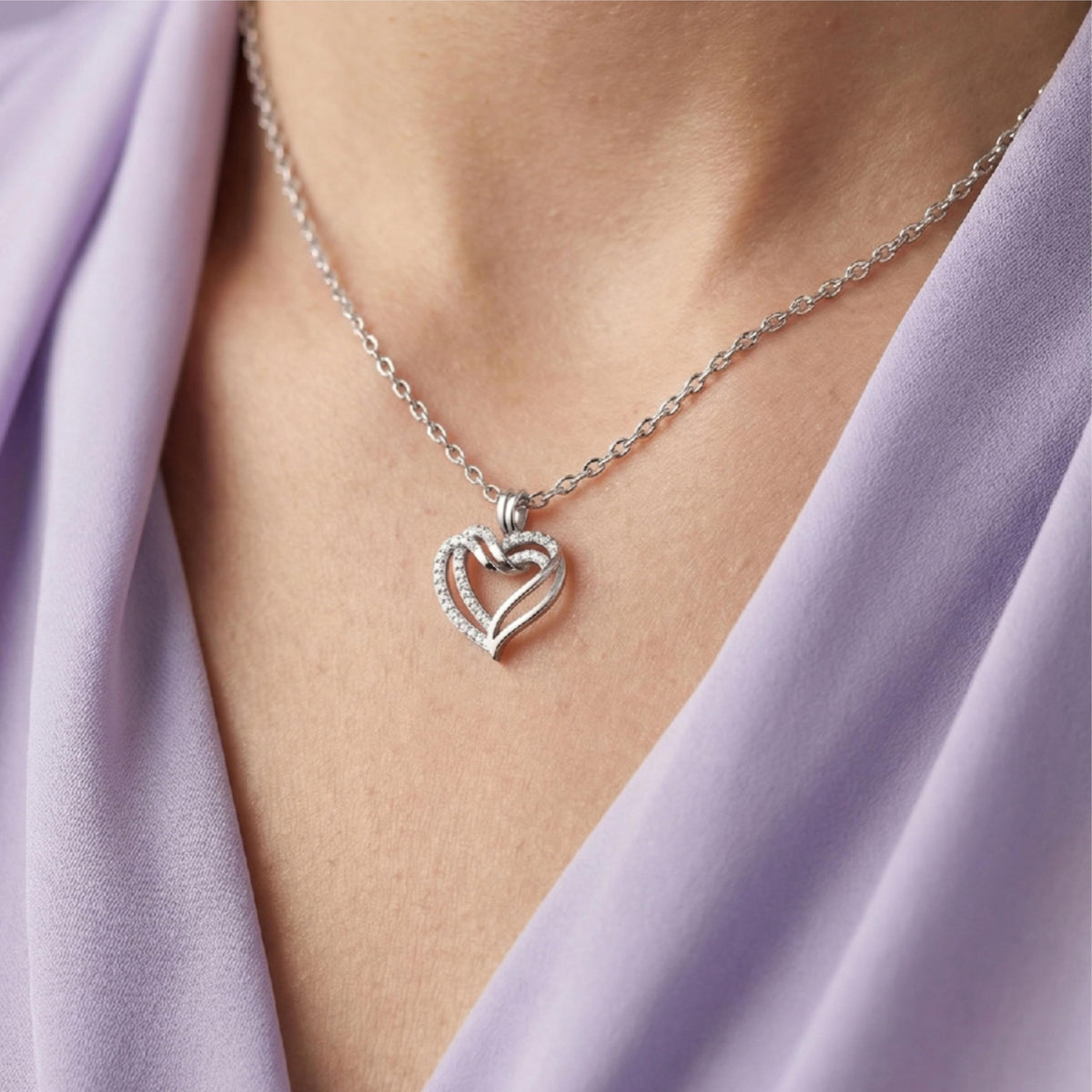 Silver Heart Drop Pendant