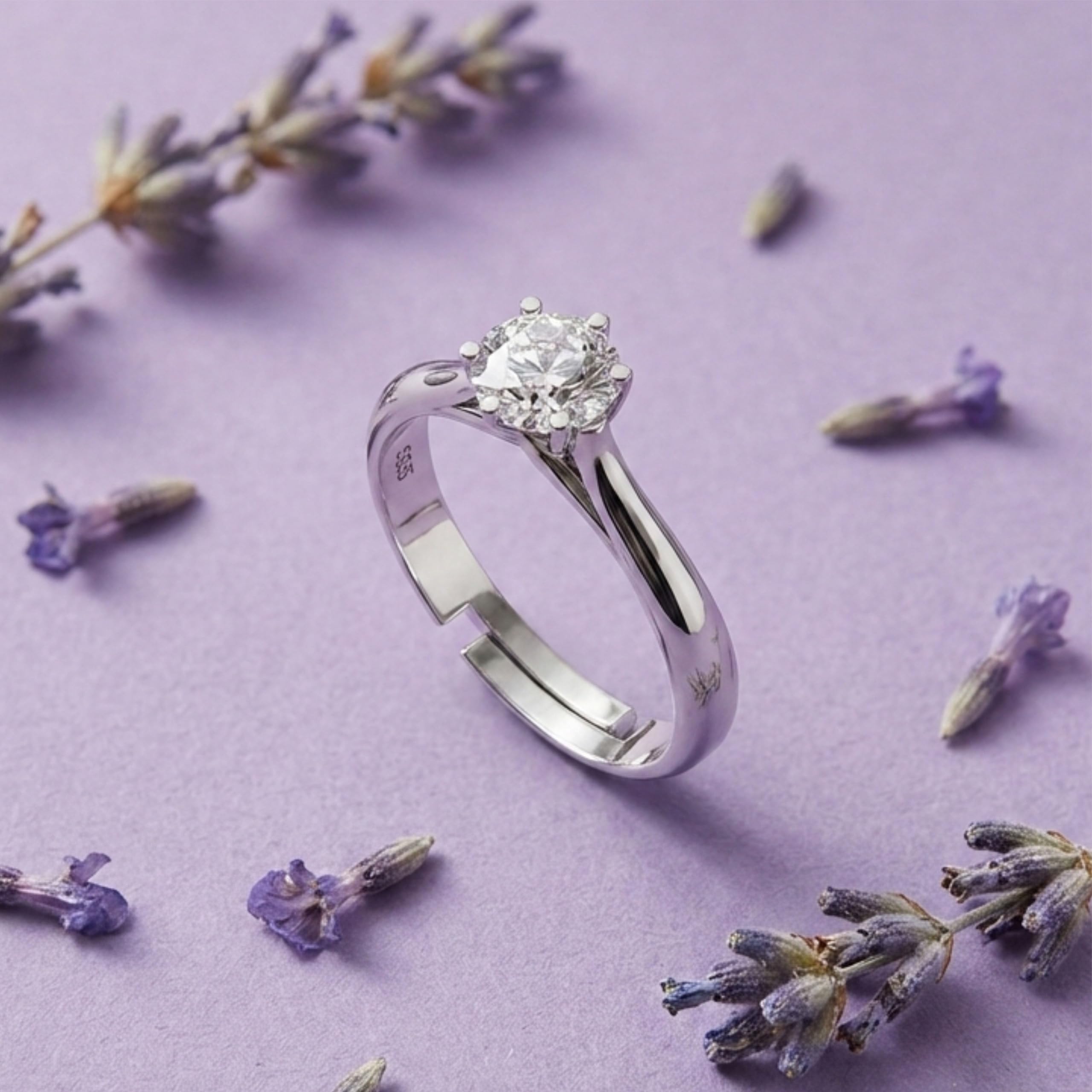 Silver Round Solitaire Ring