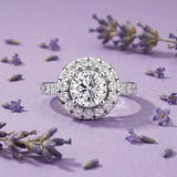 Silver Halo Solitaire Statement Ring
