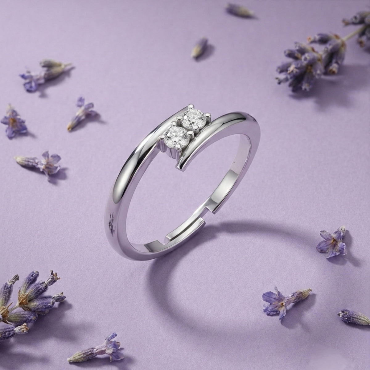Silver Open Wrap Solitaire Ring