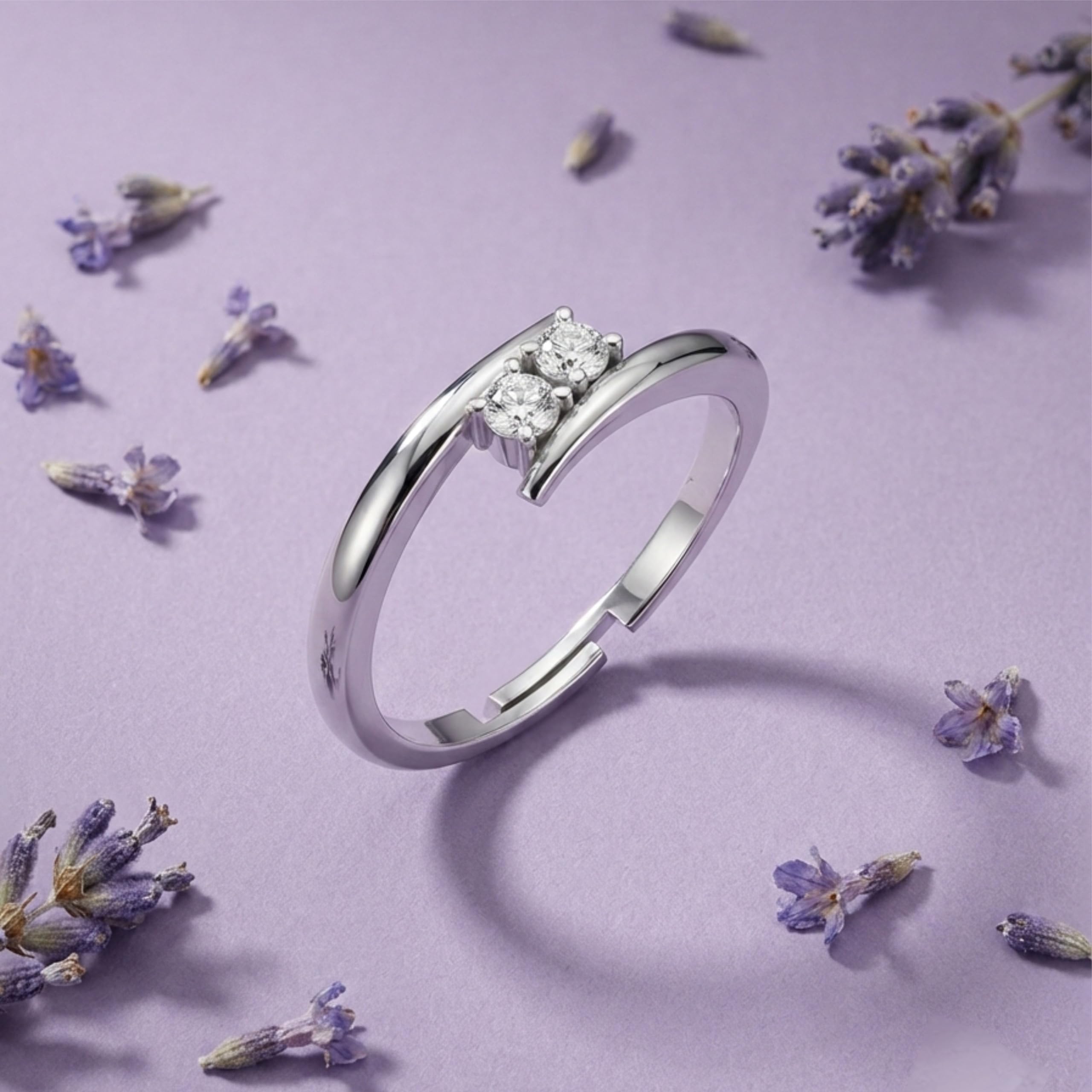 Silver Open Wrap Solitaire Ring