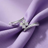 Silver Floral Open Ring
