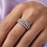 Silver Multi-Row Sparkle Statement Ring