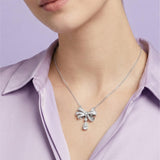 Silver Drop Bow Charm Pendant