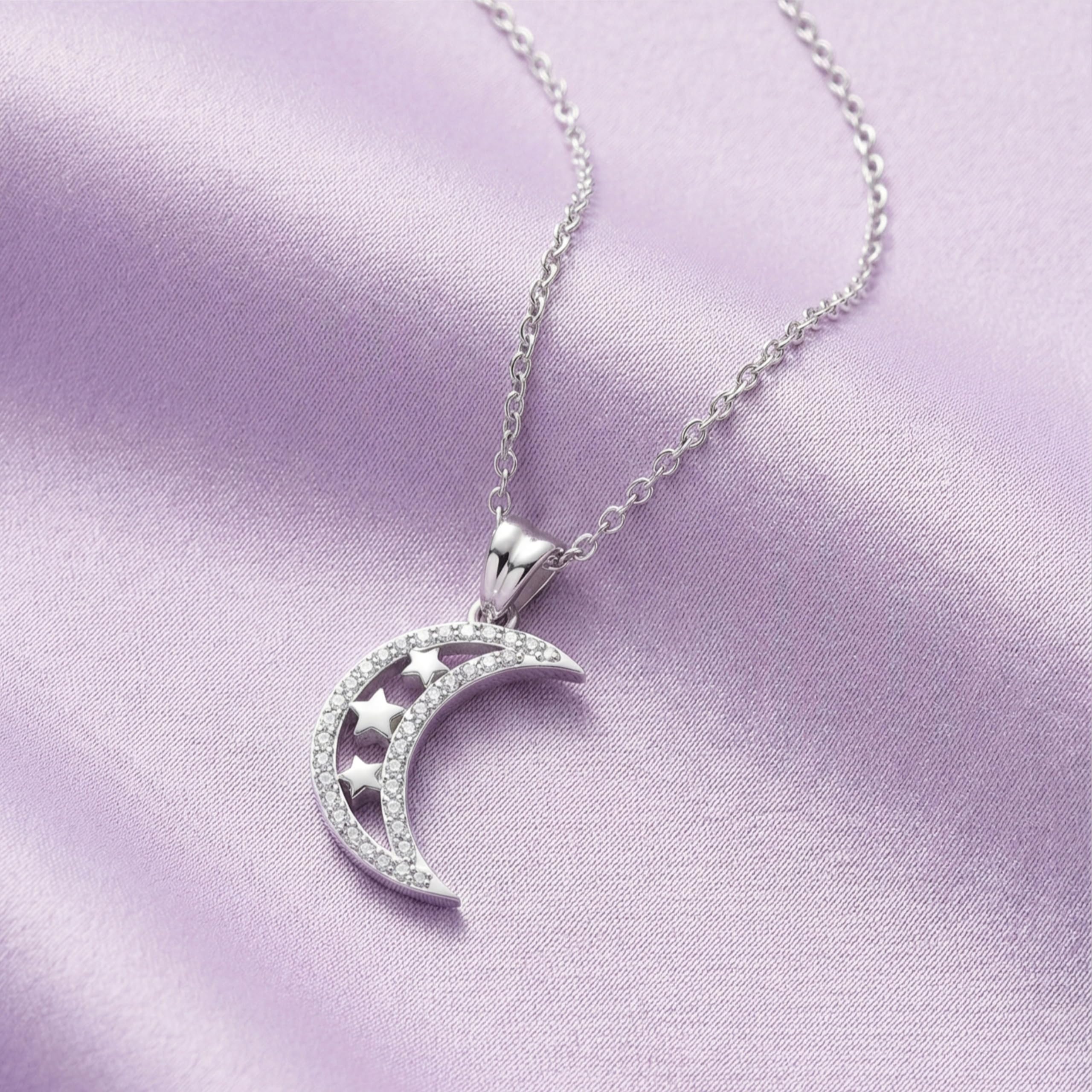 Silver Midnight Star Moon Pendant