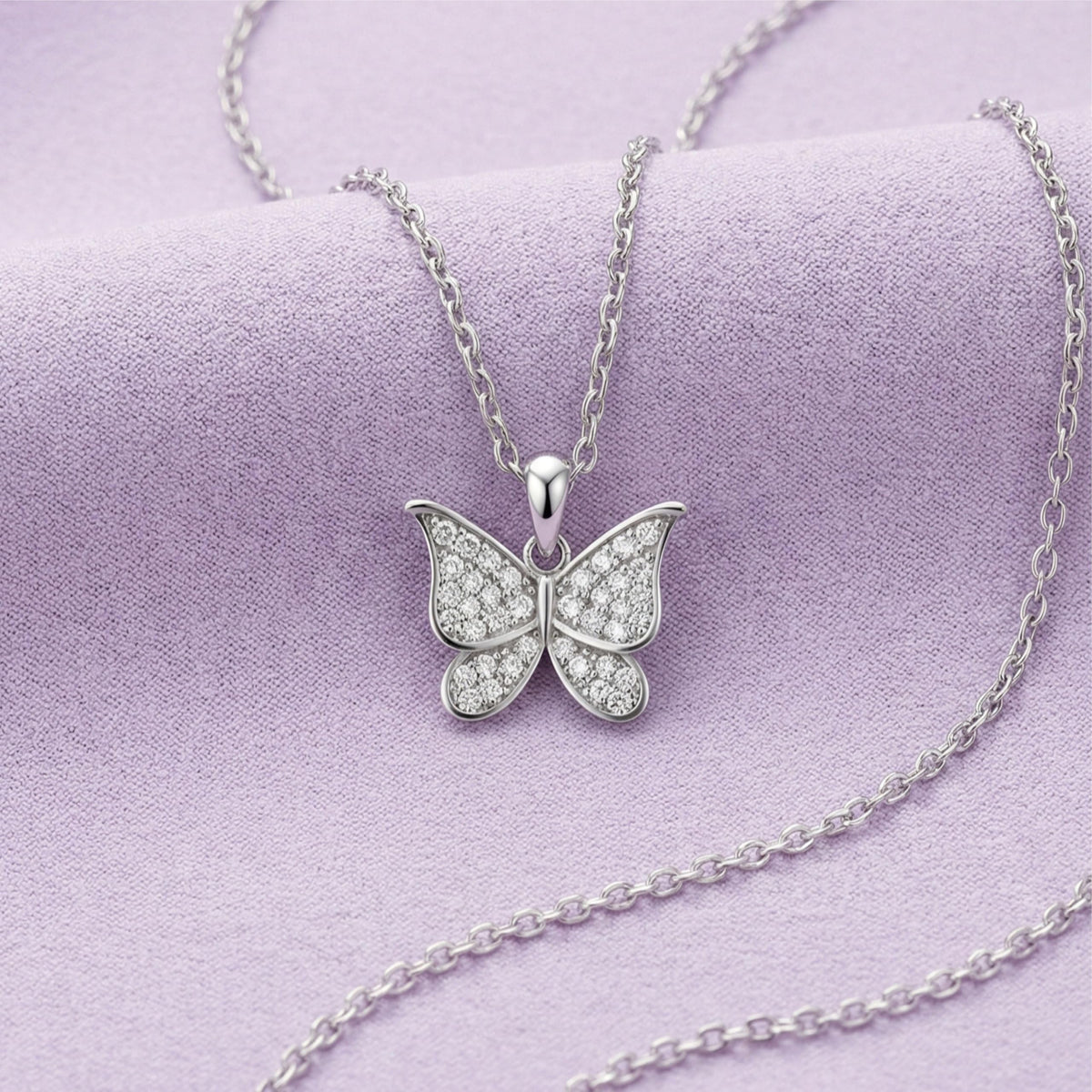 Silver Sparkling Butterfly Pendant