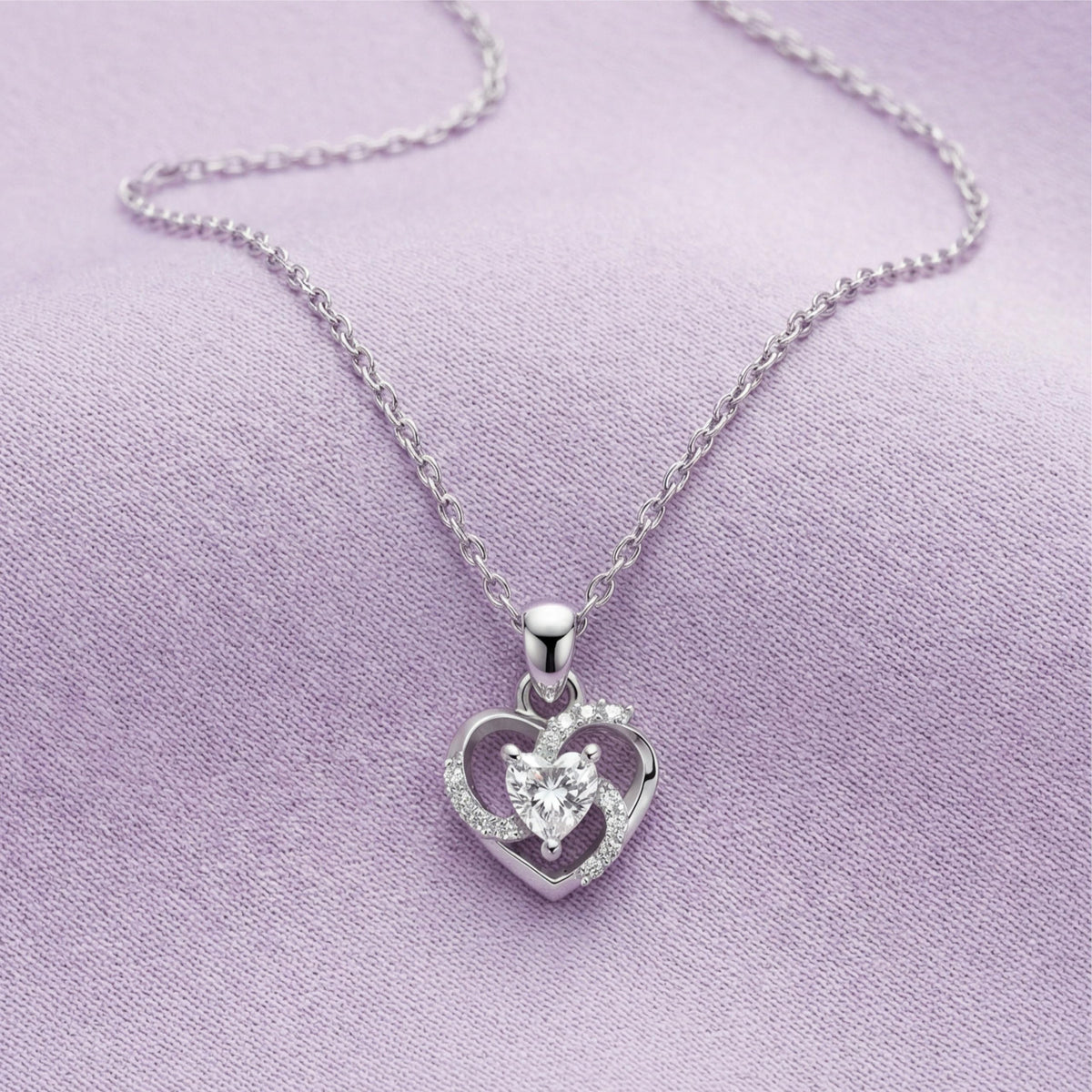 Silver Twist Heart Pendant