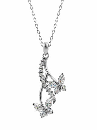Silver Drop Butterfly Pendant