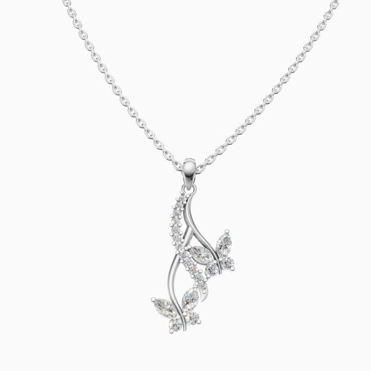 Silver Drop Butterfly Pendant