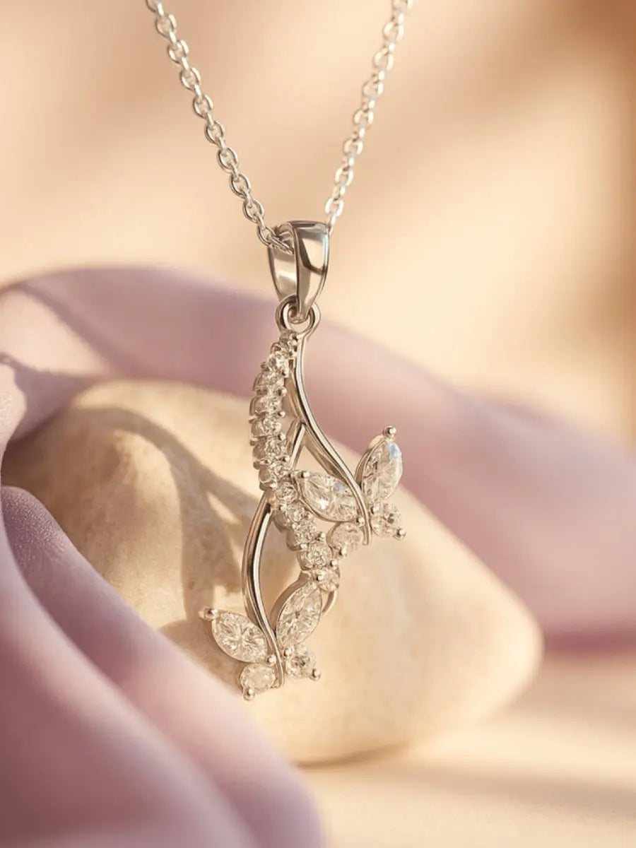 Silver Drop Butterfly Pendant
