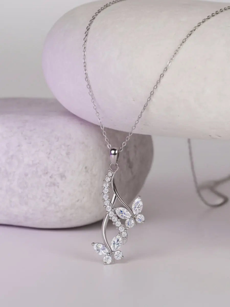 Silver Drop Butterfly Pendant