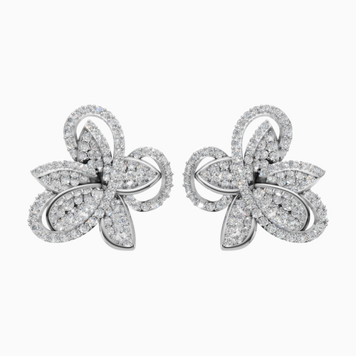 Silver Dancing Blossom Stud Earrings
