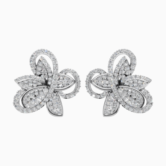 Silver Dancing Blossom Stud Earrings
