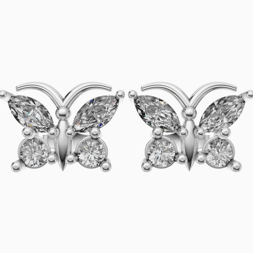 Silver Butterfly Aura Stud Earrings