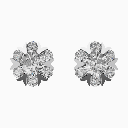 Silver Floral Radiance Stud Earrings