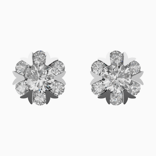Silver Floral Radiance Stud Earrings