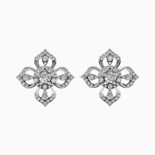 Silver Classic Petal Cluster Earrings