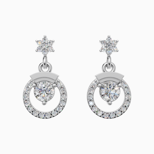 Silver Celestial Heart Drop Earrings
